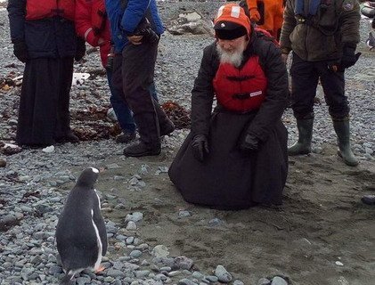 Патрыярх Кірыл сустрэўся з пінгвінамі ў Антарктыдзе